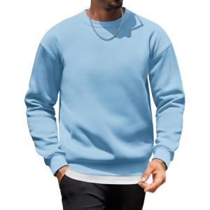 imageCOOFANDY Mens Crewneck Sweatshirts Long Sleeves Fleece Sweatshirts Thermal Casual Pullover ShirtLight Blue
