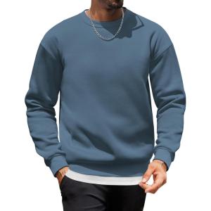 imageCOOFANDY Mens Crewneck Sweatshirts Long Sleeves Fleece Sweatshirts Thermal Casual Pullover ShirtNavy