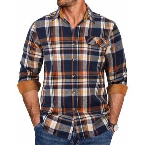 imageCOOFANDY Mens Flannel Shirts Long Sleeve Button Down Shirt Casual Shirts Work Shirts for MenHomestead Plaid