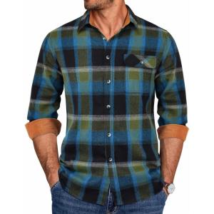 imageCOOFANDY Mens Flannel Shirts Long Sleeve Button Down Shirt Casual Shirts Work Shirts for MenRoyal Blue Black