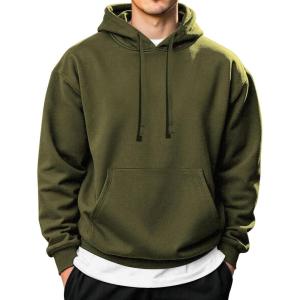 imageCOOFANDY Mens Hooded Pullover Casual Long Sleeve Drawstring Gym Hoodies Sweatshirts with PocketArmy Green