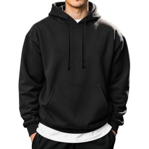 imageCOOFANDY Mens Hooded Pullover Casual Long Sleeve Drawstring Gym Hoodies Sweatshirts with PocketBlack