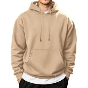 imageCOOFANDY Mens Hooded Pullover Casual Long Sleeve Drawstring Gym Hoodies Sweatshirts with PocketCamel