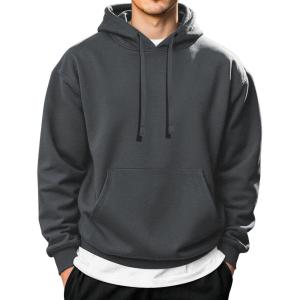 imageCOOFANDY Mens Hooded Pullover Casual Long Sleeve Drawstring Gym Hoodies Sweatshirts with PocketDark Grey