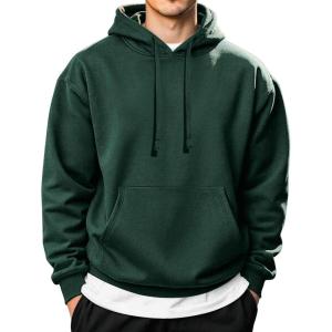 imageCOOFANDY Mens Hooded Pullover Casual Long Sleeve Drawstring Gym Hoodies Sweatshirts with PocketGreen