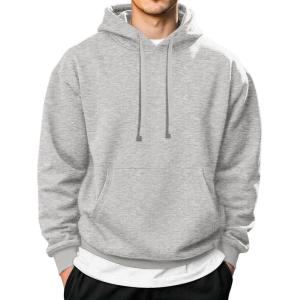 imageCOOFANDY Mens Hooded Pullover Casual Long Sleeve Drawstring Gym Hoodies Sweatshirts with PocketLight Grey