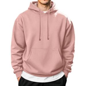 imageCOOFANDY Mens Hooded Pullover Casual Long Sleeve Drawstring Gym Hoodies Sweatshirts with PocketLight Pink