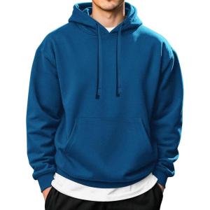 imageCOOFANDY Mens Hooded Pullover Casual Long Sleeve Drawstring Gym Hoodies Sweatshirts with PocketNavy