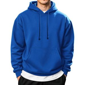 imageCOOFANDY Mens Hooded Pullover Casual Long Sleeve Drawstring Gym Hoodies Sweatshirts with PocketRoyal Blue