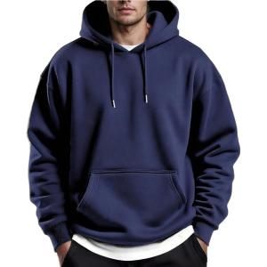 imageCOOFANDY Mens Hoodies Pullover Fleece Lined Hoodie Casual Long Sleeve Drawstring Hooded Sweatshirts with Kanga PocketBlue Purple