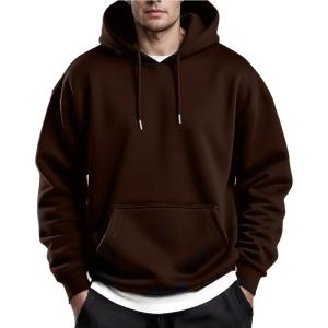 imageCOOFANDY Mens Hoodies Pullover Fleece Lined Hoodie Casual Long Sleeve Drawstring Hooded Sweatshirts with Kanga PocketBrown