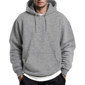 imageCOOFANDY Mens Hoodies Pullover Fleece Lined Hoodie Casual Long Sleeve Drawstring Hooded Sweatshirts with Kanga PocketLight Grey
