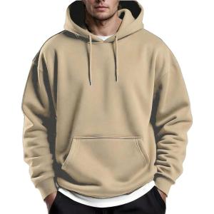 imageCOOFANDY Mens Hoodies Pullover Fleece Lined Hoodie Casual Long Sleeve Drawstring Hooded Sweatshirts with Kanga PocketMoon Grey