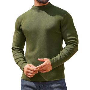 imageCOOFANDY Mens Mock Turtleneck Sweater Long Sleeve Basic Thermal Undershirt Slim Fit Lightweight Pullover SweatersArmy Green