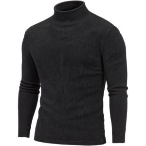 imageCOOFANDY Mens Turtleneck Sweater Long Sleeve Casual Ribbed Knitted High Neck Pullover SweatersBlack