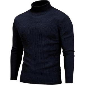 imageCOOFANDY Mens Turtleneck Sweater Long Sleeve Casual Ribbed Knitted High Neck Pullover SweatersBlue Purple
