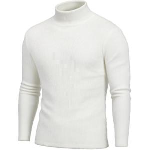 imageCOOFANDY Mens Turtleneck Sweater Long Sleeve Casual Ribbed Knitted High Neck Pullover SweatersWhite