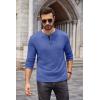 imageCOOFANDY Men Long Sleeve Henley TShirs Casual Basic Lightweight Fashion Shirts Soild Tees with PocketsDeep Blue