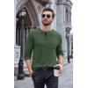 imageCOOFANDY Men Long Sleeve Henley TShirs Casual Basic Lightweight Fashion Shirts Soild Tees with PocketsGreen