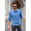 imageCOOFANDY Men Long Sleeve Henley TShirs Casual Basic Lightweight Fashion Shirts Soild Tees with PocketsLight Blue