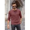 imageCOOFANDY Men Long Sleeve Henley TShirs Casual Basic Lightweight Fashion Shirts Soild Tees with PocketsPurple Red