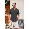 imageCOOFANDY Mens Casual Henley Shirt Short Sleeve Summer Shirts Linen Band Collar Summer Beach Hippie TShirtsDark Grey