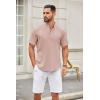 imageCOOFANDY Mens Casual Henley Shirt Short Sleeve Summer Shirts Linen Band Collar Summer Beach Hippie TShirtsPastel Pink