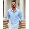 imageCOOFANDY Mens Dress Shirts Long Sleeve Button Down Shirts Untucked WrinkleFree Business Casual ShirtsLight Blue