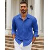 imageCOOFANDY Mens Dress Shirts Long Sleeve Button Down Shirts Untucked WrinkleFree Business Casual ShirtsOcean
