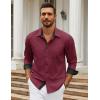 imageCOOFANDY Mens Dress Shirts Long Sleeve Button Down Shirts Untucked WrinkleFree Business Casual ShirtsWine Red