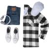 imageCOOFANDY Mens Flannel Shirts Casual Button Down Plaid Shirt Jacket Long Sleeve Fleece Shacket with PocketsBuffalo Black