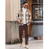 imageCOOFANDY Mens Flannel Shirts Casual Button Down Plaid Shirt Jacket Long Sleeve Fleece Shacket with PocketsBuffalo Khaki