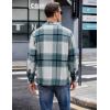 imageCOOFANDY Mens Flannel Shirts Casual Button Down Plaid Shirt Jacket Long Sleeve Fleece Shacket with PocketsSea Blue