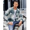 imageCOOFANDY Mens Flannel Shirts Casual Button Down Plaid Shirt Jacket Long Sleeve Fleece Shacket with PocketsSea Blue