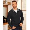 imageCOOFANDY Mens Fleece Quarter Zip Pullover Long Sleeve Mock Neck SweatshirtBlack