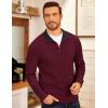 imageCOOFANDY Mens Fleece Quarter Zip Pullover Long Sleeve Mock Neck SweatshirtBurgundy