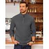 imageCOOFANDY Mens Fleece Quarter Zip Pullover Long Sleeve Mock Neck SweatshirtDark Grey