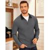 imageCOOFANDY Mens Fleece Quarter Zip Pullover Long Sleeve Mock Neck SweatshirtDark Grey