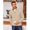 imageCOOFANDY Mens Fleece Quarter Zip Pullover Long Sleeve Mock Neck SweatshirtKhaki