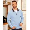 imageCOOFANDY Mens Fleece Quarter Zip Pullover Long Sleeve Mock Neck SweatshirtLight Blue