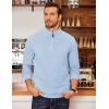imageCOOFANDY Mens Fleece Quarter Zip Pullover Long Sleeve Mock Neck SweatshirtLight Blue