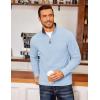 imageCOOFANDY Mens Fleece Quarter Zip Pullover Long Sleeve Mock Neck SweatshirtLight Blue