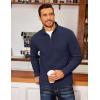 imageCOOFANDY Mens Fleece Quarter Zip Pullover Long Sleeve Mock Neck SweatshirtNavy Blue