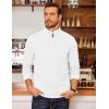 imageCOOFANDY Mens Fleece Quarter Zip Pullover Long Sleeve Mock Neck SweatshirtWhite