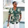 imageCOOFANDY Mens Hawaiian Shirts Short Sleeve Tropical Button Down Shirts Floral Summer Beach ShirtGreen  Palm Tree