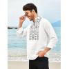 imageCOOFANDY Mens Henley Shirt Vyshyvanka Long Sleeve African Print Shirts Casual Zip Up Cotton Linen Beach Hippie ShirtLeaves Print
