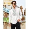 imageCOOFANDY Mens Henley Shirt Vyshyvanka Long Sleeve African Print Shirts Casual Zip Up Cotton Linen Beach Hippie ShirtLeaves Print