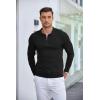 imageCOOFANDY Mens Knit Polo Shirt Quarter Zip Slim Fit Pullover Long Sleeve Sweater PoloBlack