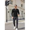 imageCOOFANDY Mens Knit Polo Shirt Quarter Zip Slim Fit Pullover Long Sleeve Sweater PoloBlack