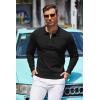 imageCOOFANDY Mens Knit Polo Shirt Quarter Zip Slim Fit Pullover Long Sleeve Sweater PoloBlack